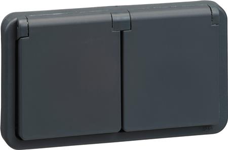 Lauritz Knudsen Opus74 Dobbelt Stikkontakt, Antracit