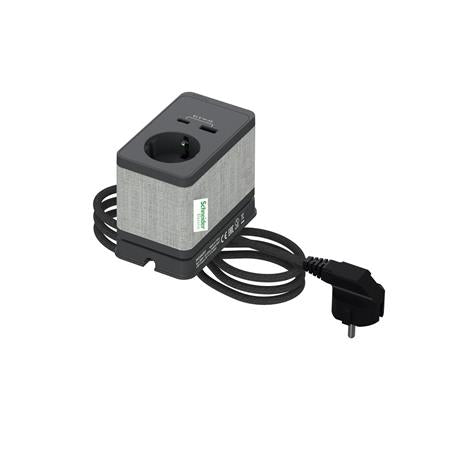 Schneider Electric Bord Stikk. Enkelt M/Usb A/C Koksgrå