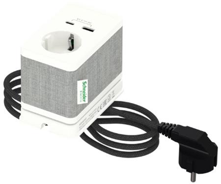 Schneider Electric Bord Stikk. Enkelt M/Usb A/C Hvid