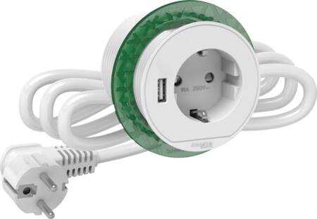 Schneider Electric Bord Stikkontakt Enkelt M/Usb A Hvid