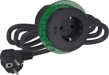 Schneider Electric Bord Stikkontakt Enkelt M/Usb A Koksgrå