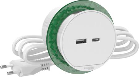 Schneider Electric Bord Stikkontakt Enkelt M/Usb Hvid