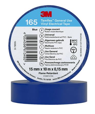 3M Tape Vinyl 165 15Mmx10M Blå