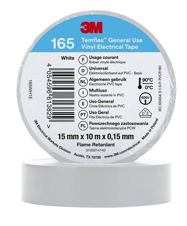 3M Tape Vinyl 165 15Mmx10M Hvid