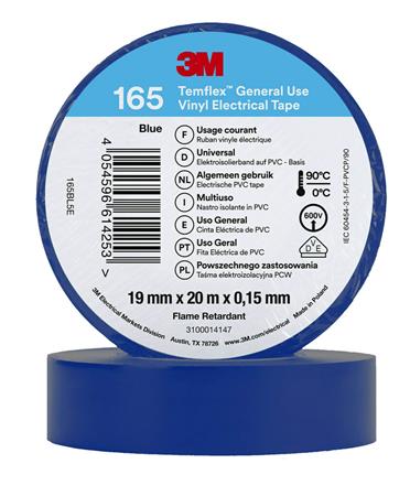3M Tape Vinyl 165 19Mmx20M Blå