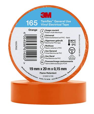 3M Tape Vinyl 165 19Mmx20M Orange