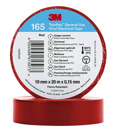 3M Tape Vinyl 165 19Mmx20M Rød