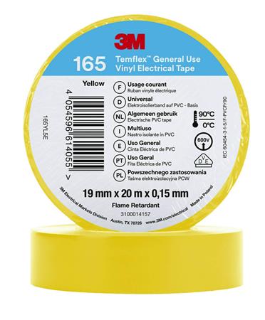 3M Tape Vinyl 165 19Mmx20M Gul