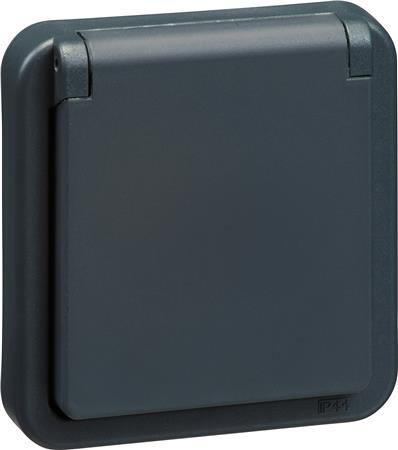 Lauritz Knudsen Opus74 Enkelt Stikkontakt, Antracit