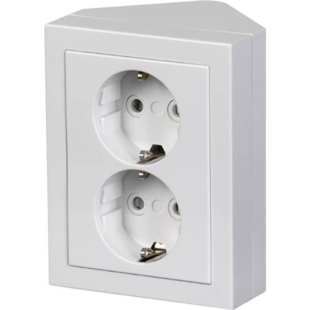 Fix-Pro Dobbelt Udvendig Hjørne Stikkontakt Hvid