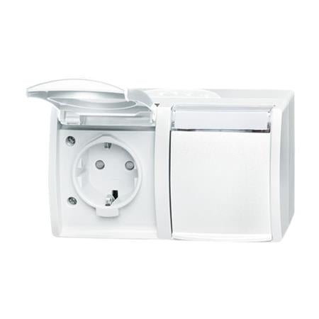 Fix-Pro Ocean Dobbelt Stikkontakt Vandret Hvid