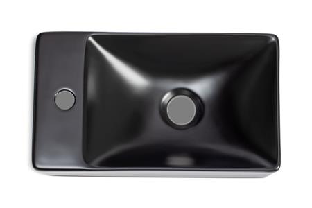Blue Label Håndvask Fir 38X22X10Cm Venstre Mat Sort