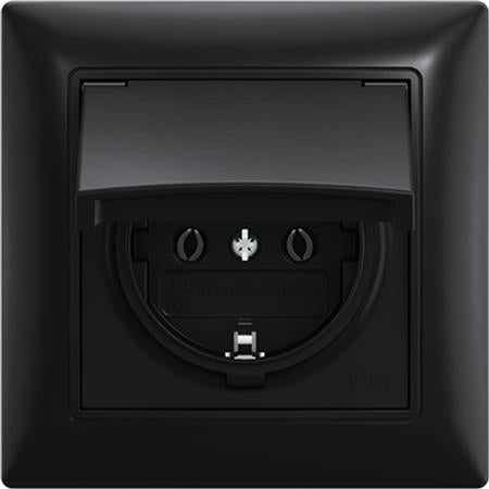 Abb B55 Schuko-Stikkontakt, Ip44, Mat Sort