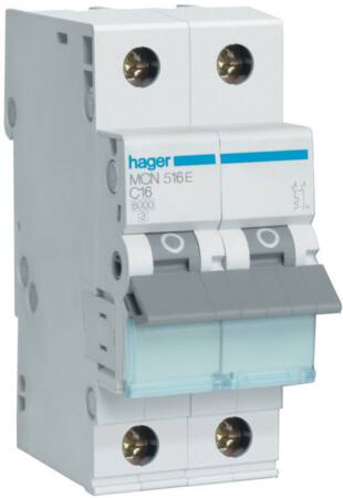 Hager Automatsikring C16A 1P+N 6Ka 2M