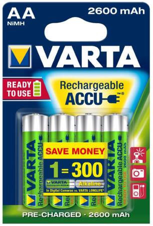 Varta Genopladeligt Batteri Aa 2600Mah 4-Pak