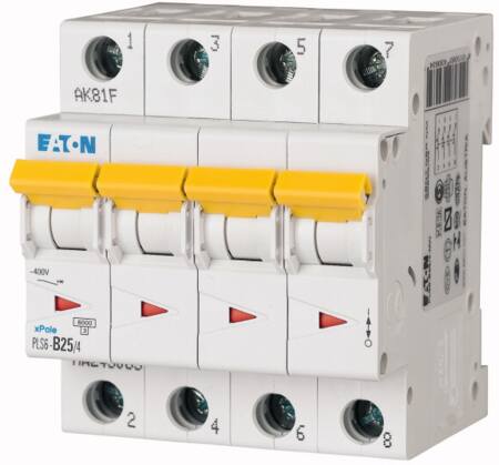 Eaton Automatsikring B25A 4P 6Ka 4M