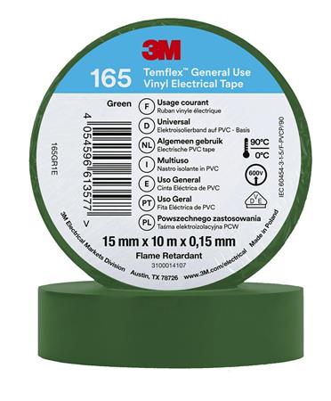 3M Tape Vinyl 165 15Mmx10M Grøn