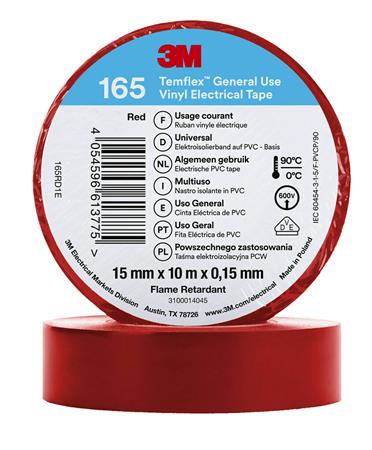 3M Tape Vinyl 165 15Mmx10M Rød