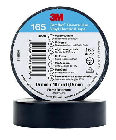 3M Tape Vinyl 165 15Mmx10M Sort