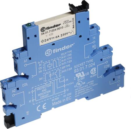 Finder Relæ Smalt 6,2Mm 6A 1C/O 24Vdc Agni