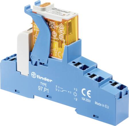Finder Komplet Relæ 8A 2C/O 230Vac Led Pushin