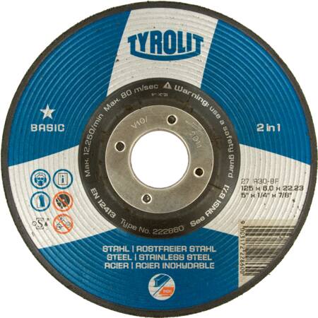 Tyrolit Slibeskive 125X6X22 Inox/Stål - 10 Stk.
